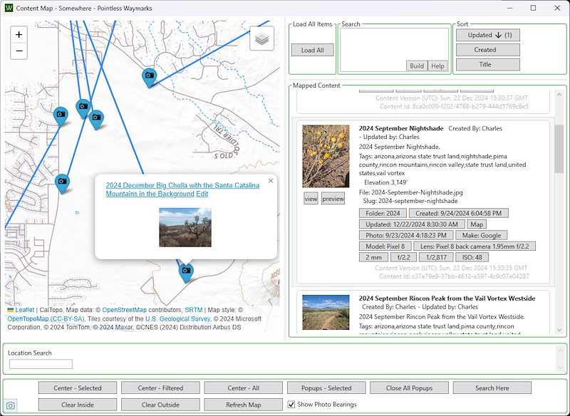 2024 December Photo Content Map with Photo Bearings Option