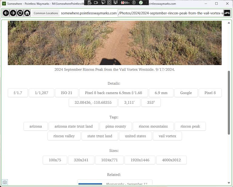 2024 December Photo Direction shown on Page for a Photo when Location is Shown
