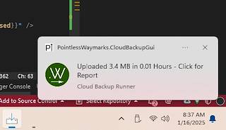 2025 January Pointless Waymarks Cloud Backup Windows Notification