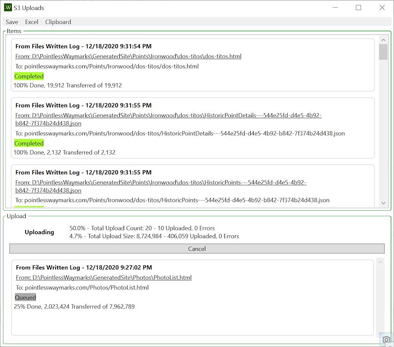2020 December Pointless Waymarks CMS S3 Uploader